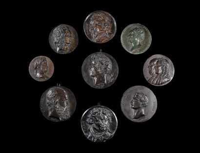 null Ensemble de neuf médaillons en bronze Pierre Jean DAVID D'ANGERS (1788-1856)
Bonaparte...