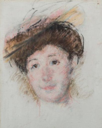 Mary CASSATT (1844-1926) Portrait de femme
Pastel sur toile contrecollée sur panneau
Cachet... Gazette Drouot