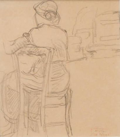 Hippolyte PETITJEAN (1854-1929) 
Femmes de dos assises
Dessins au crayon sur papier
Cachet...