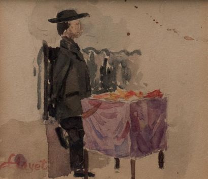 Louis HAYET (1864-1940) 
La marchande / Homme au chapeau
Dessins au crayon sur papier...