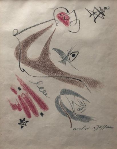 André MASSON (1896-1987) 
Le Reflet, circa 1970
Pastel original
Signé en bas à droite
36...
