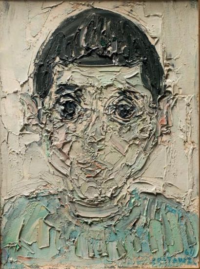 André COTTAVOZ (1922-2012) 
Autoportrait
Huile sur toile
Signée en bas à droite et...