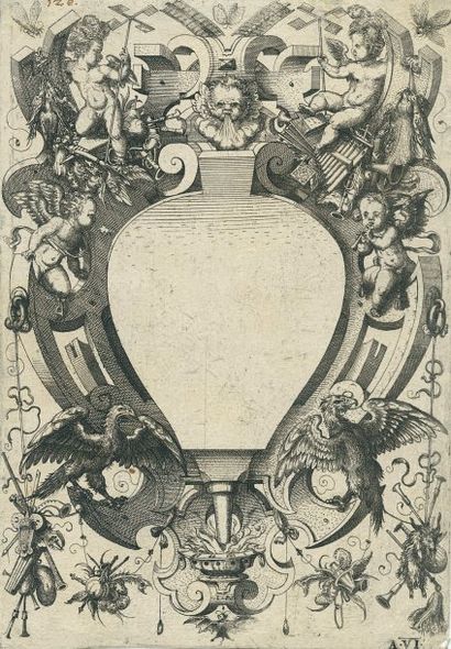 Jost AMMAN (1539-1591) L'Eau ; La Terre ; Le Feu. Ornements. Planches pour Perspectiva...