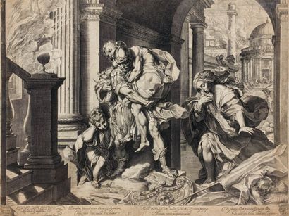 Agostino CARRACCI (1557-1602) Énée et Anchise. Gravé d'après F. Barocci. 525 x 410....