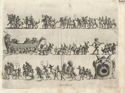 Matthäus KÜSSEL (1629-1681) [Cortège pour un spectacle]. Eau-forte. 335 x 248. Bonne...