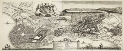 BLAEU, J. Thonon. Amsterdam, 1682. Belle impression. 2 ff. jointes. 460 x 1120 mm....