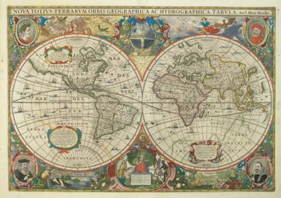 HONDIUS, H. Nova Totius Terrarum Orbis Geographica. Amsterdam, 1630. Beau col. ancien....