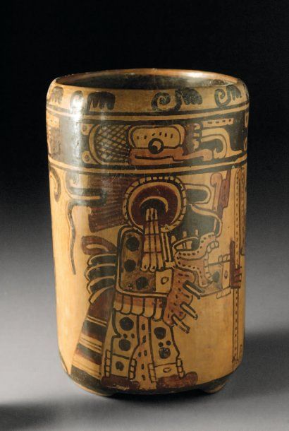 null Vase tripode à décor peint Culture Maya, Honduras Période Classique, 600-900...
