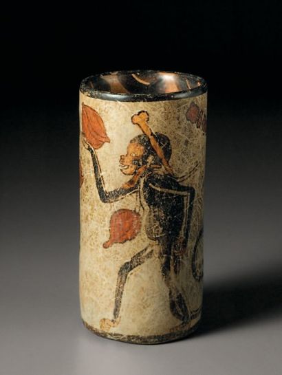 null Vase cylindrique à décor peint Culture Maya - Petén, Guatemala Période Classique,...