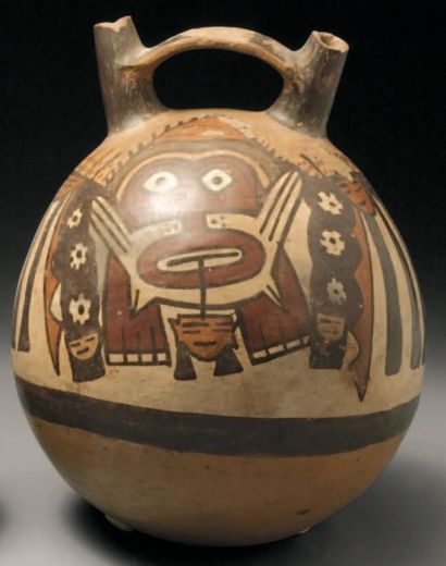 null Vase funéraire à décor peint Culture Nazca, Sud du Pérou Intermédiaire Ancien,...