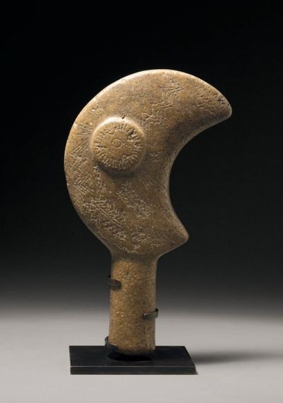 null Rare sceptre zoomorphe Culture Mapuche, Chili 1200-1500 après J.-C. Pierre dure...