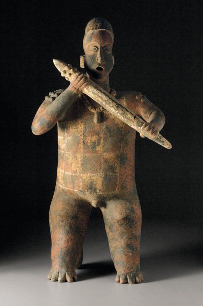 null Grande statue anthropomorphe représentant un guerrier Culture Nayarit-Ixtlan...