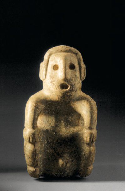 null Figurine masculine assise Culture Colima, Côte Occidentale du Mexique Protoclassique,...