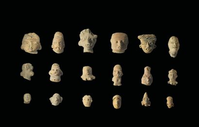 Têtes de statuettes (18) Cultures du Préclassique...