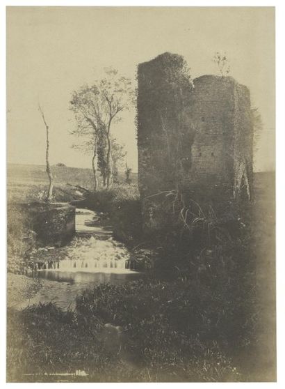 GIACOMO CANEVA (1813-1865) Ruine médiévale dans la campagne romaine Rome, ca Albumen...