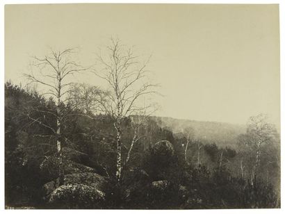 EUGÈNE CUVELIER (1837-1900) Vers Macherin Barbizon, 1863 albumen print from glass...