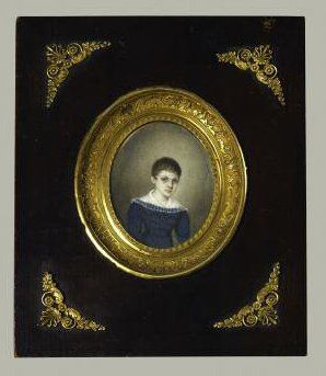 ECOLE FRANÇAISE DÉBUT DU XIXE SIÈCLE Portrait d'une jeune fille en robe bleue avec...