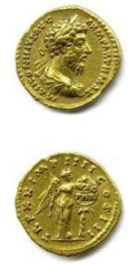 MARC AURÈLE 161-180 Aureus (buste lauré/Victoire)...