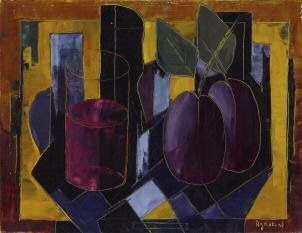 TONY AGOSTINI (1916-1990) Nature morte au verre et fruits Huile sur toile Signée...