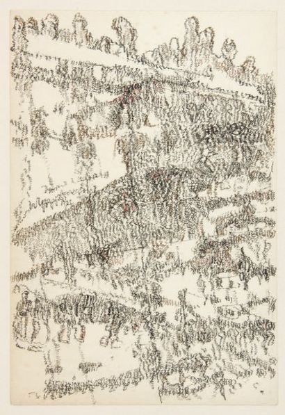 MICHAUX (Henri) DESSIN MESCALINIEN SIGNÉ. [circa 1957]. 26 x 18 cm sous encadrement....