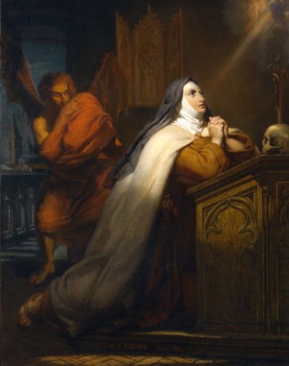 PIERRE-LOUIS-FRANÇOIS-ALEXANDRE DENIS (1811-1847) Sainte Thérèse d'Avila Huile sur...