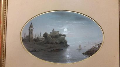 Ecole Anglaise du XIXème 
Paysage
Aquarelle et gouache
13 x 20 cm