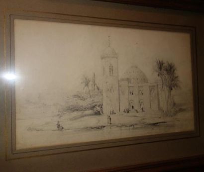 DAUZATS Adrien (1804-1868) 
Mine de plomb.
«La mosquée», 1838.
Signée et datée en...
