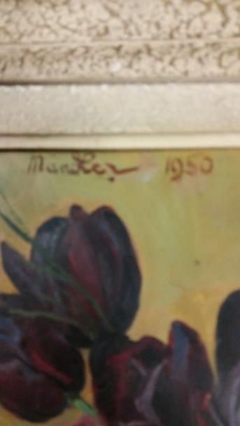 Ernest MANDLER (1886-1963) 
Nature morte aux Tulipes et au livre ouvert
Huile sur...