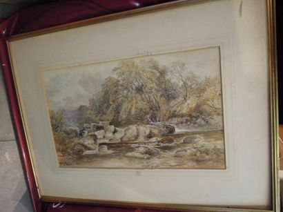 John Syer (1815-1885) 
Pêcheur à la ligne
Crayon et aquarelle sur papier, signé.
A...