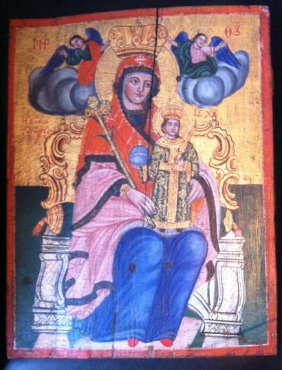 null Icône, Mère de Dieu Fleur immarcescible, représentant la Vierge, assise sur...