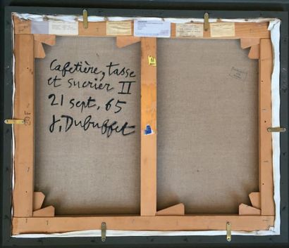 Jean Dubuffet (1901-1985) 
Cafetière, tasse et sucrier II, 21 septembre 1965
Vinyle...