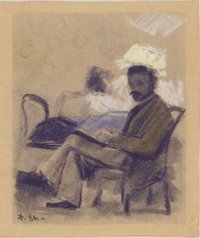 null Lot de 3 autoportraits de Pierre Chapuis ( 1863-1942)
- Autoportrait à la palette
Gouache...