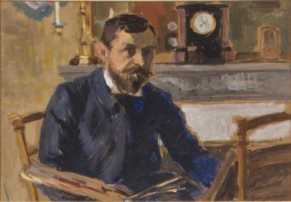null Lot de 3 autoportraits de Pierre Chapuis ( 1863-1942)
- Autoportrait à la palette
Gouache...
