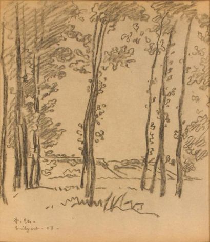 null Lot de 15 dessins de Trilport de Pierre Chapuis ( 1863-1942)
- Arbres à Trilport
Fusain...