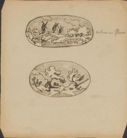 null Lot de 16 oeuvres sur papier de Pierre Chapuis ( 1863-1942)
- Composition en...