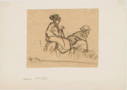 null Lot de 5 oeuvres de Pierre Chapuis ( 1863-1942)
- Étude de deux personnages
Crayon...