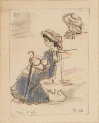 null Lot de 5 oeuvres de Pierre Chapuis ( 1863-1942)
- Étude de deux personnages
Crayon...