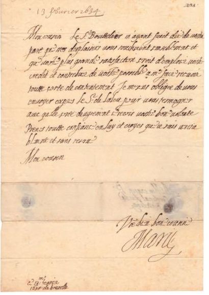 MARIE DE MEDICIS (1573-1642) 
Lettre autographe signée «Marie» adressée au Cardinal...
