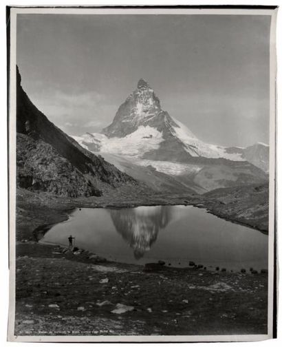 BRAUN 
Le Mont Cervin et le Rieffel See, gris chaud, 1893
Épreuve charbon tonalité...