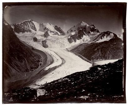 BRAUN 
Glacier du Rosegg, fin des années 1870
Épreuve albuminée d'époque, H. 28,5...