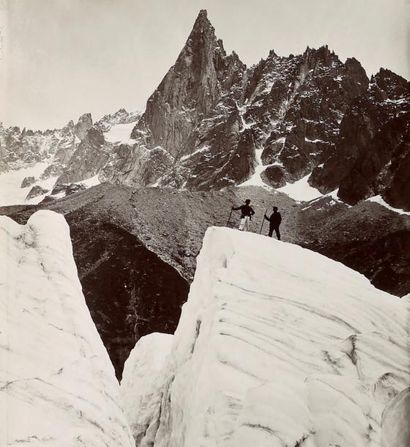 Fernand BRAUN 
La Mer de Glace et l'Aiguille du Dru, expédition de 1875
Épreuve albuminée...