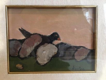 Piero BUITONI (né en 1922) Oiseaux et rochers
Huile sur toile
Signée et datée 19...