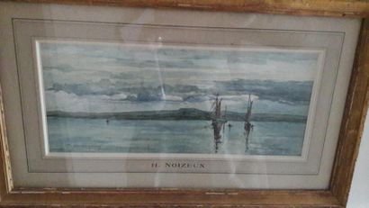 Henri NOIZEUX (1871-?) Bateaux en mer
Aquarelle signée en bas à droite et annotée...