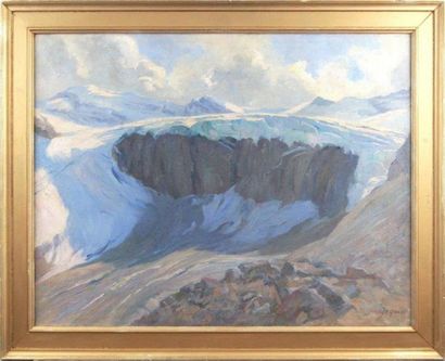 Jules Jequier (1834-1898) Glacier de Aletsch
Huile sur toile signée en bas à droite
50...