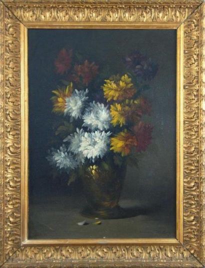 Germain Théodule RIBOT (1845-1893) Bouquet de Dahlia
Huile sur toile signée en bas...