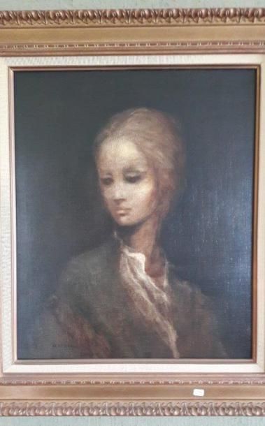ALVAREZ (?) Portrait de femme
Huile sur toile signée et datée 71 en bas à gauche