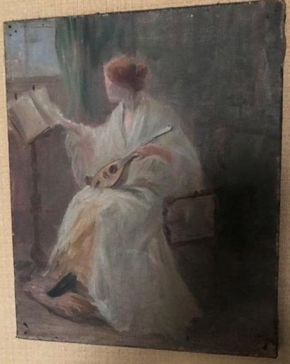 Ecole Moderne Femme assise lisant sa partition
Huile sur toile
On joint une autre...