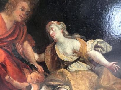 Ecole française du XVIIIème 
Suite de deux toiles en pendants
Allégorie de l'amour
Jeune...