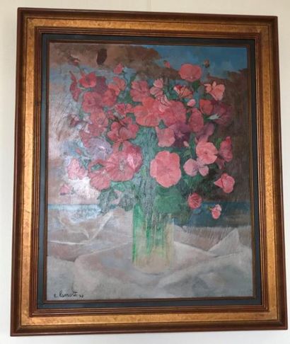Emmanuel LAMOTTE (1916-1998) 
Bouquet de fleurs huile sur toile signée en bas à gauche...