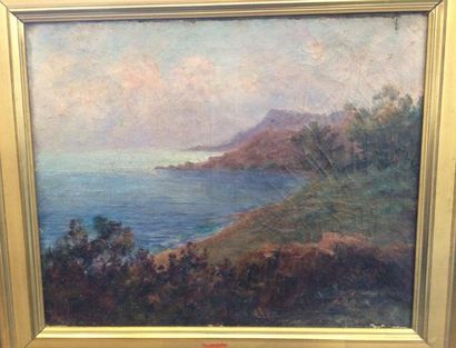 Lucie LEMONNIER (1865-1950) 
Bord de mer près de Toulon
Huile sur toile signée en...